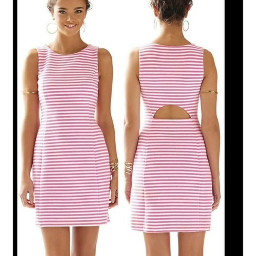 Lilly Pulitzer Pink Ottoman Stripe Cut Out Dress Summer Vacation Preppy ~XS